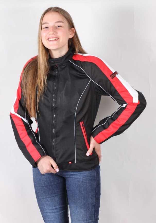 Женская мотокуртка INFLAME GLACIAL текстиль+сетка, цвет красно-черный фото 5