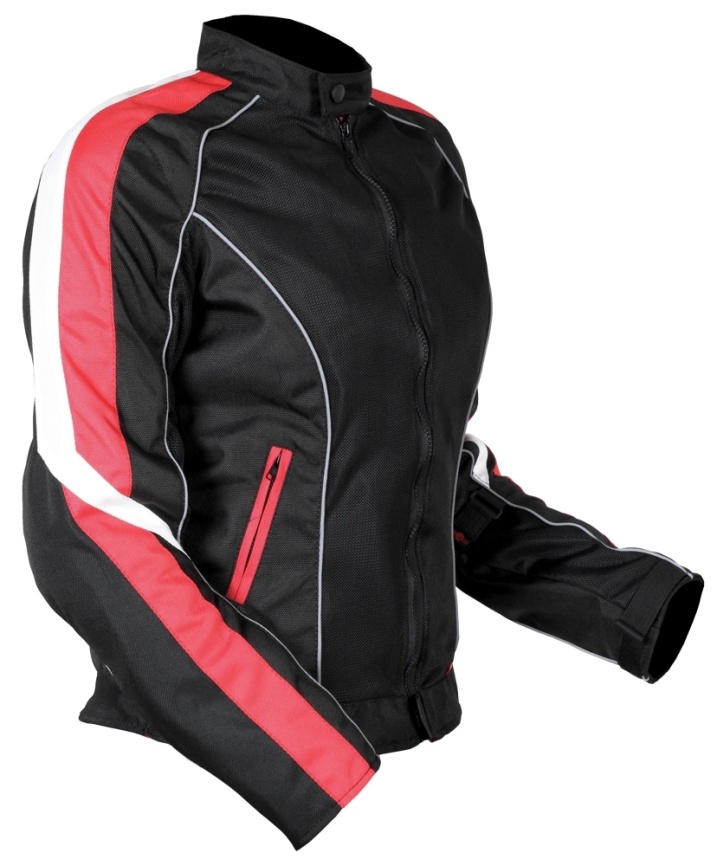 Женская мотокуртка INFLAME GLACIAL текстиль+сетка, цвет красно-черный фото 2