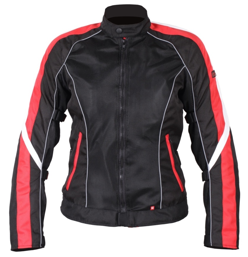 Женская мотокуртка INFLAME GLACIAL текстиль+сетка, цвет красно-черный фото 1