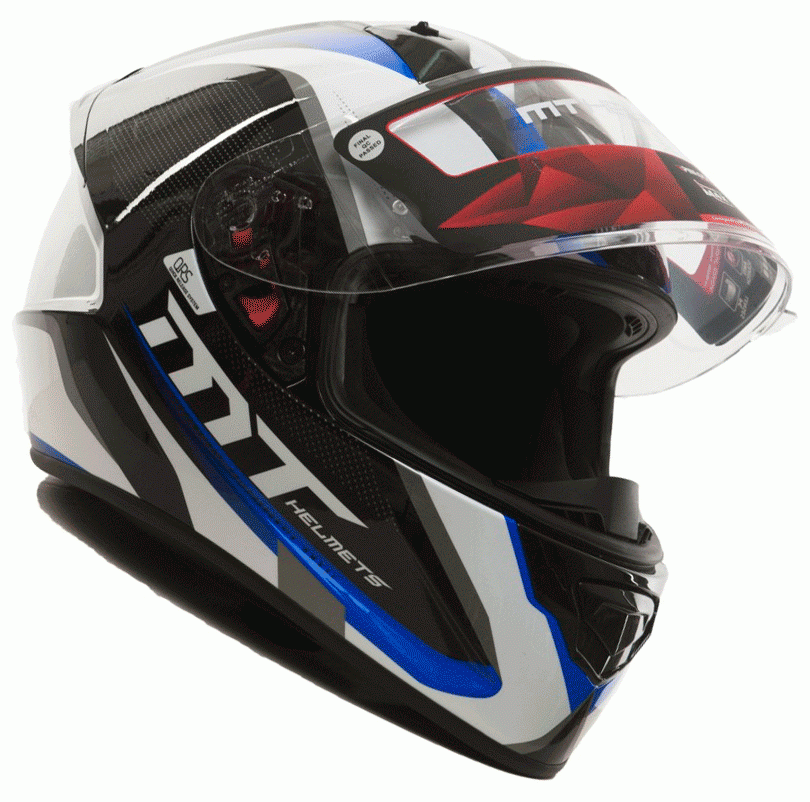 Шлем MT STINGER SPIKE Gloss Metallic Black White Yamaha Blue фото 1